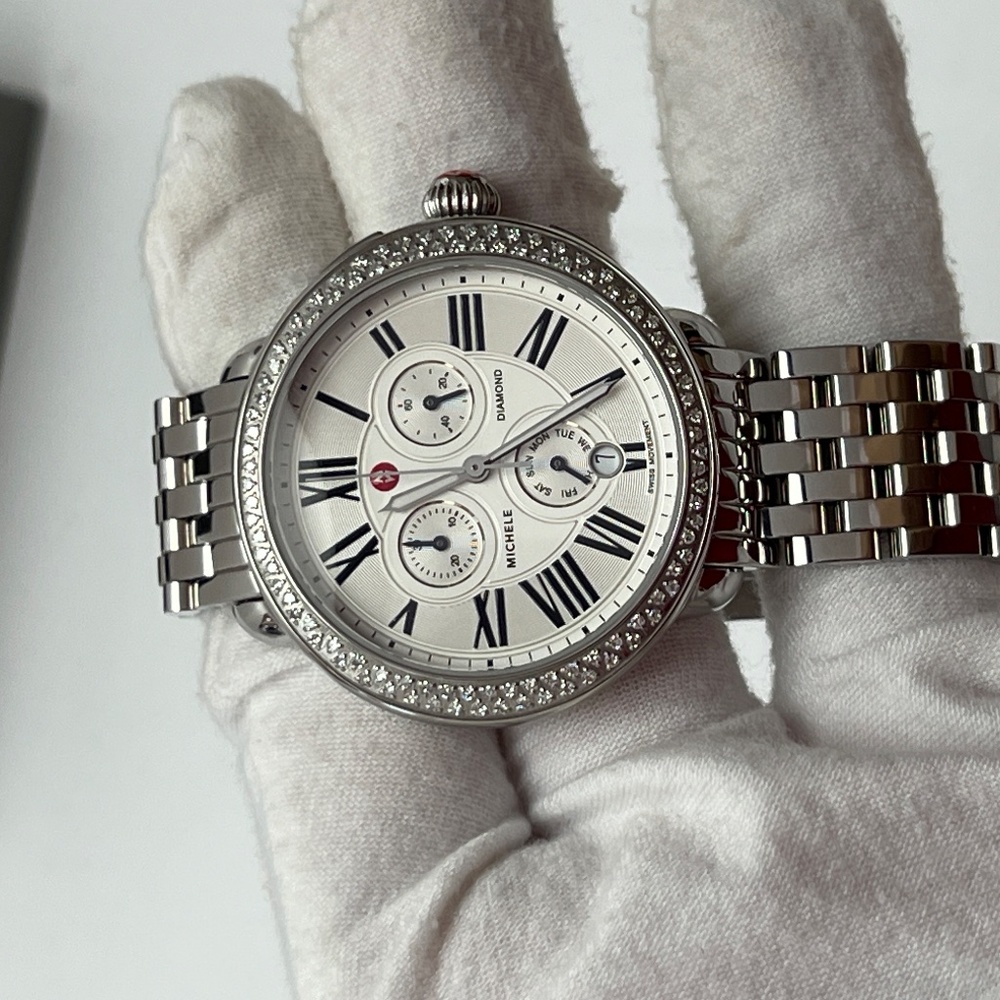 💖Michele Serein💖Diamond Silver Dial Chronograph 40mm Stainless Steel Ladi… - Picture 11 of 17